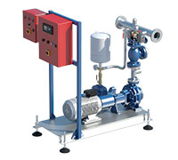 Fire prevention units with horizontal axis service pump and pilot electric pump