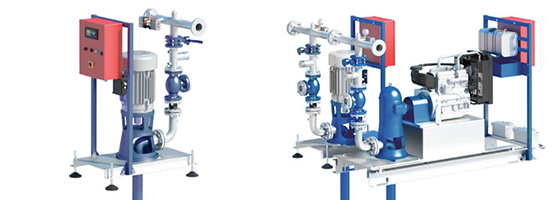 Units with vertical axis electric pump